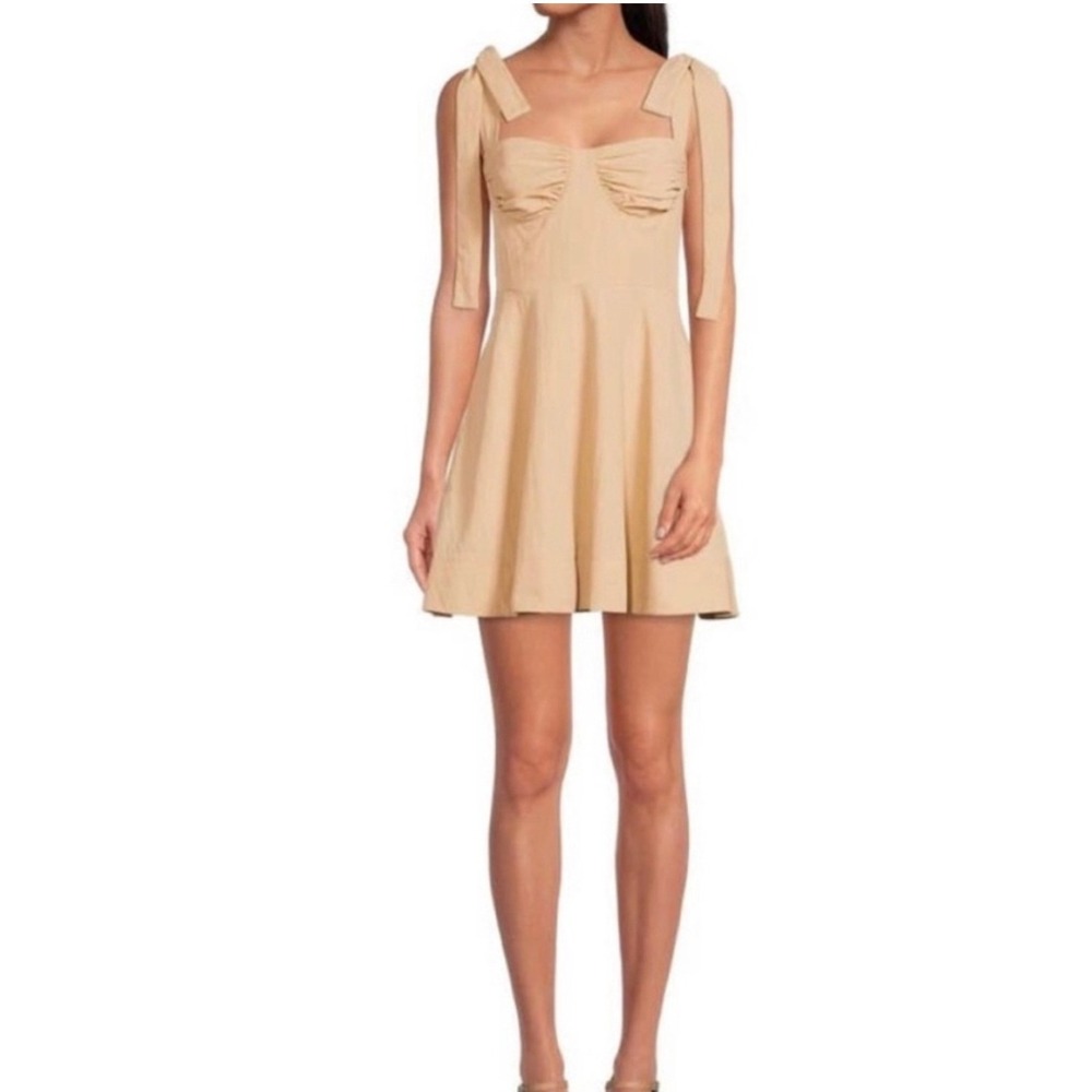 GIANNI BINI Beige Everly Mini Dress W/ Sweetheart Neckline Bodice New With Tags